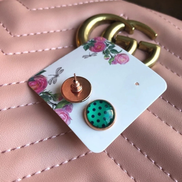 Handmade Dotted Stud Earrings - Picture 3 of 3